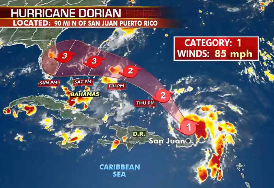 Hurricane Dorian Continues To Strengthen As It Steams Toward The East Coast Of Florida 3327
