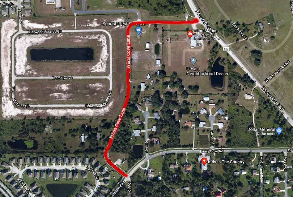 Friars Cove Lane in St. Cloud  to close for construction beginning Tuesday October 6