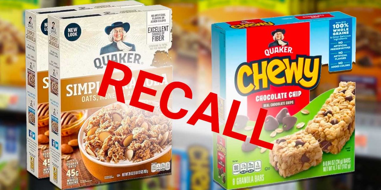 Quaker Oats issues nationwide granola product recall for salmonella