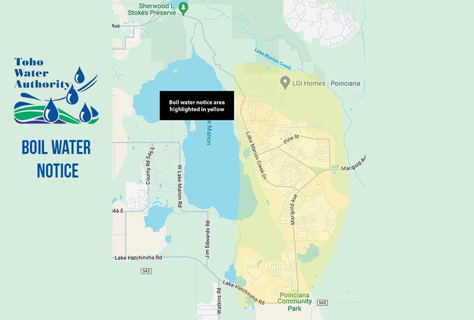 Boil Water Notice Issued for Poinciana Village 7 Area, South of Lake Marion Creek