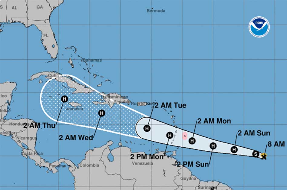 Tropical Storm Beryl Poised to Become Hurricane by Saturday Night; NHC Tracks Two Additional Disturbances