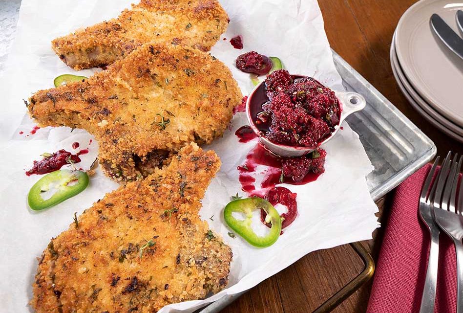 Positively Delicious Pork Chops with Sweet and Sour Blackberry Jalapeno Sauce